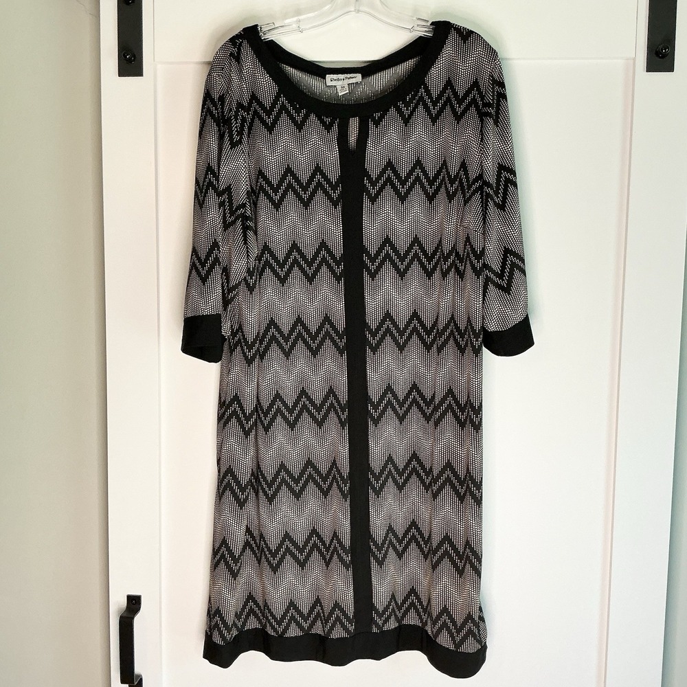 Vtg Shelby & Palmer Women's Dress Black White Chevron Plus Size 3x Office